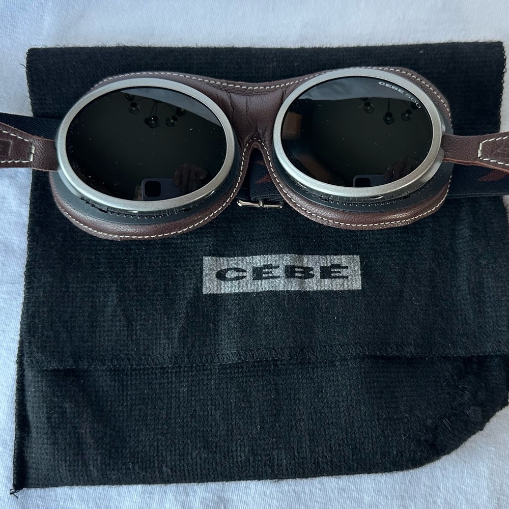 Vintage CEBE 500 Made in France Mountaineering, Driving, Moto Leather Goggles